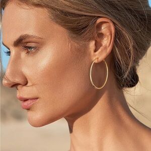 Trendy 14K Thin Gold Hoop Earrings